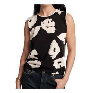 NEW FRANCES VALENTINE darling sleeveless shell blouse in black/oyster